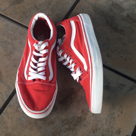 vans old skool white red stripe